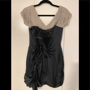 BCBGMaxAzria Runway Navy & Grey Pleated Mini Dress